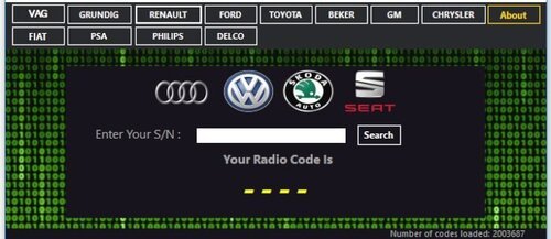 More information about "Radio code generator 2024 VAG, Renault/Dacia, Ford, Toyota, Becker, GM....."