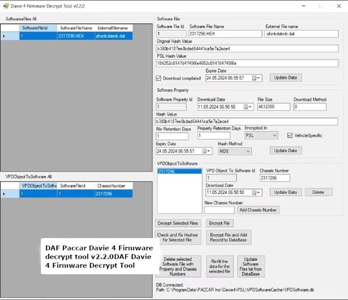 More information about "DAF Paccar Davie 4 Firmware decrypt tool v2.2.0"